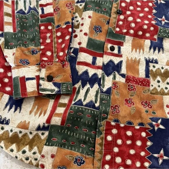 Vtg90s The Territory Ahead M 100% Cotton Abstract PrintPocket ButtonUpMen Shirt - Picture 6 of 11